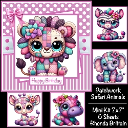 Patchwork Safari Animals Mini Kit 7x7