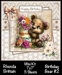 Birthday Bear #2 Mini Kit 7x7