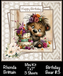 Birthday Bear #3 Mini Kit 7x7