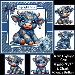 Denim Highland Cow Mini Kit 7x7