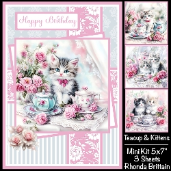Tea Cup & Kittens Mini Kit 5x7 (3) Plus Bonus