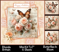 Butterflies In Bloom Mini Kit 7x7 (4) Plus Bonus *Customer Request*