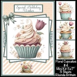 Floral Cupcakes #4 Mini Kit 5x7 (3) Plus Bonus