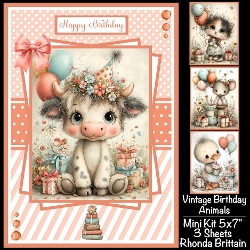 Vintage Birthday Animals Mini Kit 5x7 (3) Plus Bonus