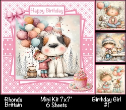 Birthday Girl #1 Mini Kit 7x7 (6) Plus Bonus