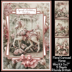 Floral Carousel Horse Mini Kit 5x7 (3)