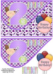 2nd Birthday Girl Tear Drop Card Front