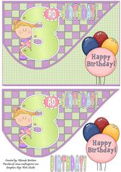 3rd Birthday Girl Tear Drop Card Front