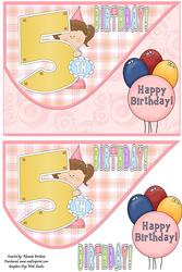 5th Birthday Girl Tear Drop Card Front