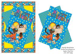 Happy Birthday Space Ship Monkey Card Front