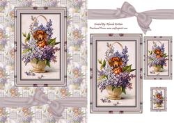 Puppy in a Basket of Flowers Card Front