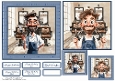 Barber Shop Birthday Card Front with matching Gift Tags
