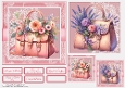 Floral Handbag Card Front with Matching Gift Tags 6x6