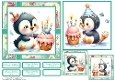Happy Birthday Penguin Card Front with Matching Gift Tags 6x6