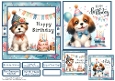 Happy Birthday Puppies Card Front With Matching Gift Tag 6x6