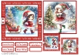 Christmas Girls 3 Card Front With Matching Gift Tag 6x6