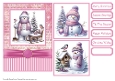 Christmas Snowman Pink Card Front 5x7