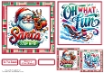 Santa Stop Here Card front with matching Gift tags