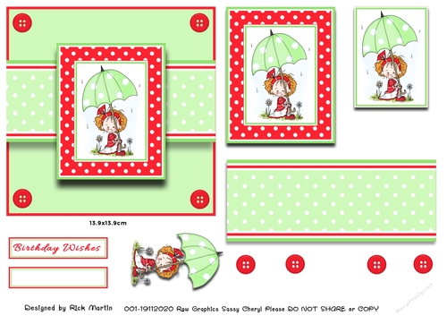 6x6 Charlies Green Umberella Decoupage 