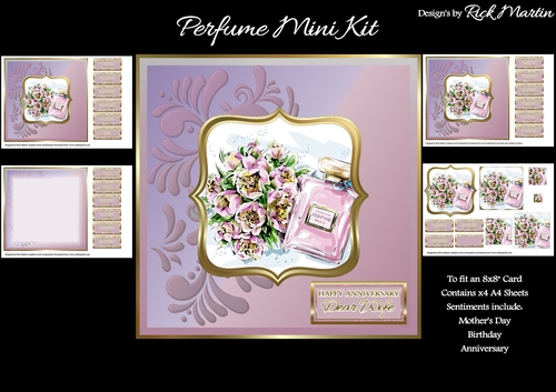 8x8 Floral Perfume Pyramage Mini Kit contains x4 A4 sheets 