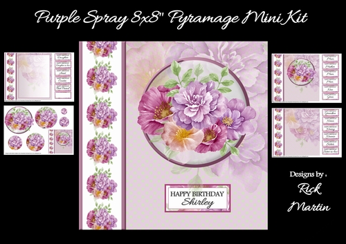 8x8 Floral Spray Pyramage Mini Kit - x4 A4 sheets 