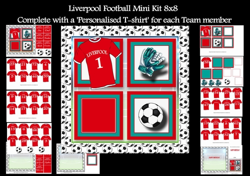 8x8 Bumper Kit Liverpool Football Full Team personalised shirts x11 A4 sheets 