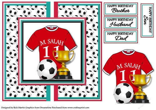 8x8 M Salah Football Card Front with Decoupage  
