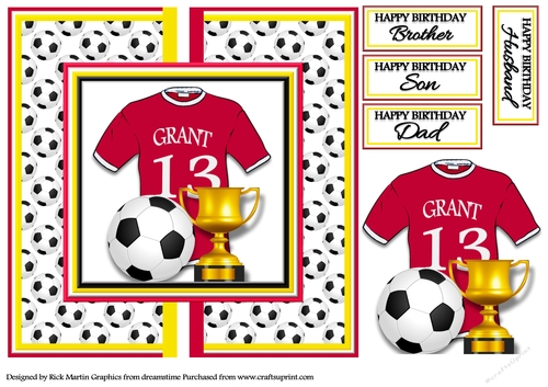 8x8 MANCHESTER UNITED - Lee Grant No. 13 Card front with decoupage 