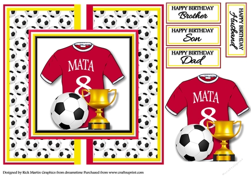 8x8 MANCHESTER UNITED - JUAN MATA  No.8 Card front with decoupage 