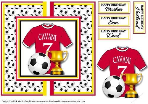 8x8 MANCHESTER UNITED - EDINSON CAVANI No.7 Card front with decoupage 
