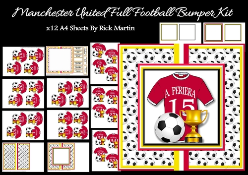Manchester United Full Team with Personalised Shirts Bumper Kit x12 A4 Sheets 