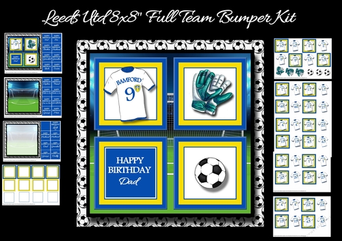 8x8 Leeds Utd Full Team Football Bumper Kit - x9 Sheets A4 