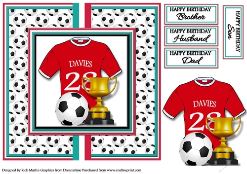 8x8 Card Front DAVIES No. 28 Liverpool Football with Decoupage 