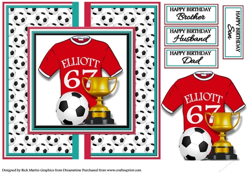 8x8 Card Front ELLIOTT No. 67 Liverpool Football with Decoupage 