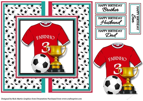 8x8 Card Front FABINHO No. 3 Liverpool Football with Decoupage 