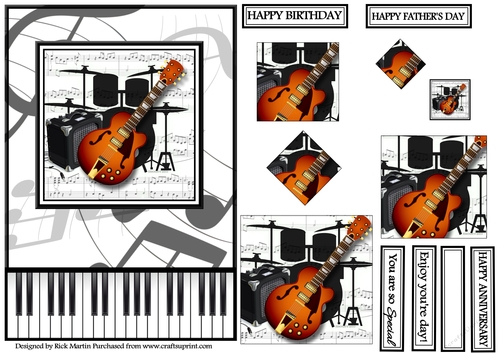 A5 - Music to me.....Card front with Pyramage 
