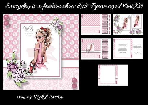 8x8 Everyday is a fashion show Mini Kit - x5 A4 Sheets Decoupage 