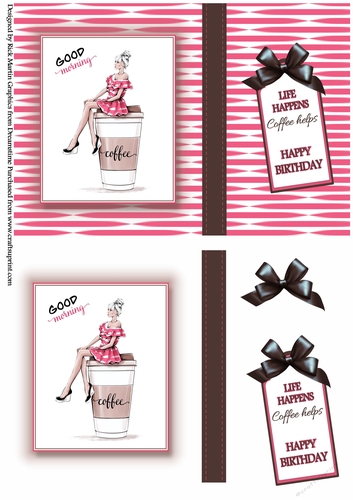 A5 I Love Coffee quick Card front with decoupage 