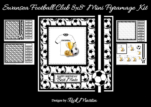8x8 Swansea Football Club Mini Pyramage Kit - x4 A4 Sheets 