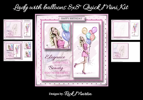 8x8 Lady with balloons Quick Mini Kit 