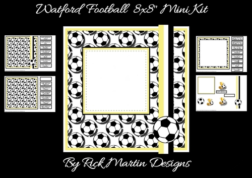 8x8 Watford Football Club Mini Kit NO BADGE - x4 A4 Sheets 