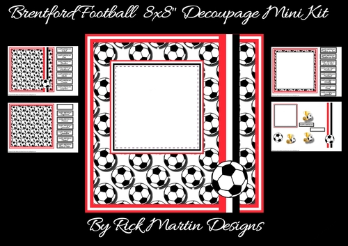 8x8 Brentford Football Mini Kit NO BADGE - x4 A4 sheets 