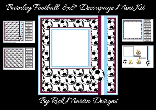 8x8 Burnley Football Mini Kit NO BADGE - x4 A4 Sheets 