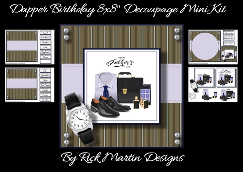 8x8 Have a dapper Birthday Mini Decoupage Kit - x4 A4 Sheets