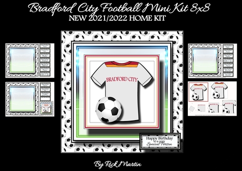 8x8 Bradford City New HOME KIT Football Mini Kit - x4 A4 sheets 