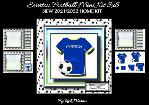 8x8 NEW HOME KIT Everton Football Mini Pyramage Kit - x4 A4 sheets 