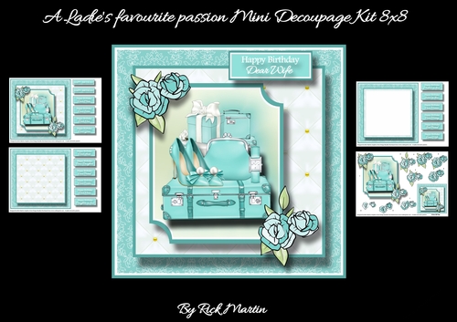 8x8 A Ladies favourite passion Mini Decoupage kit - x4 A4 sheets 
