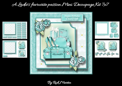 7x7 A Ladies favourite passion Mini Decoupage Kit - x4 A4 sheets 
