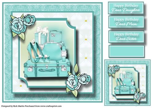 8x8 A ladies favourite passion Card Front/ Topper with Gift Tag & Sentiments