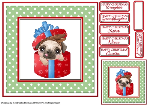 8x8 Pug 8 Front / Topper with Gift Tag and Sentiments 